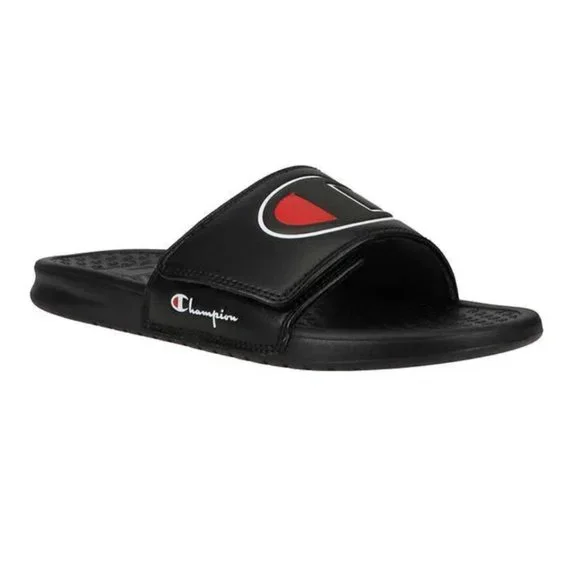 CHAMPION Sandals Women's 7 Monogram Cushion Mega Slides Unisex Adult Black Shoes - Picture 1 of 9
